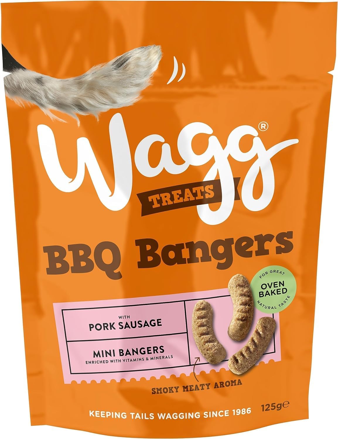 Wagg BBQ Bangers Pork Sausages Dog Treats 125g (Pack of 7) - Oven Baked