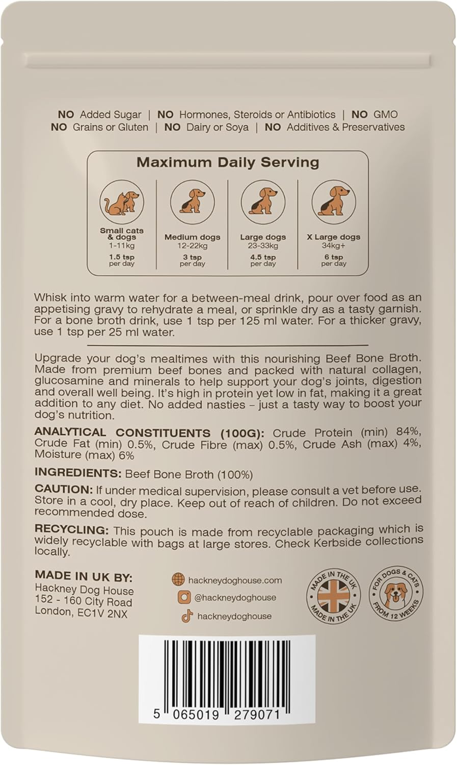 Beef Bone Broth for Dogs & Cats | Create Delicious Bone Broth Gravy | Dog Food Topper for Picky Eaters | Each Pack Makes 9 Pints | Hackney Dog House (Beef)