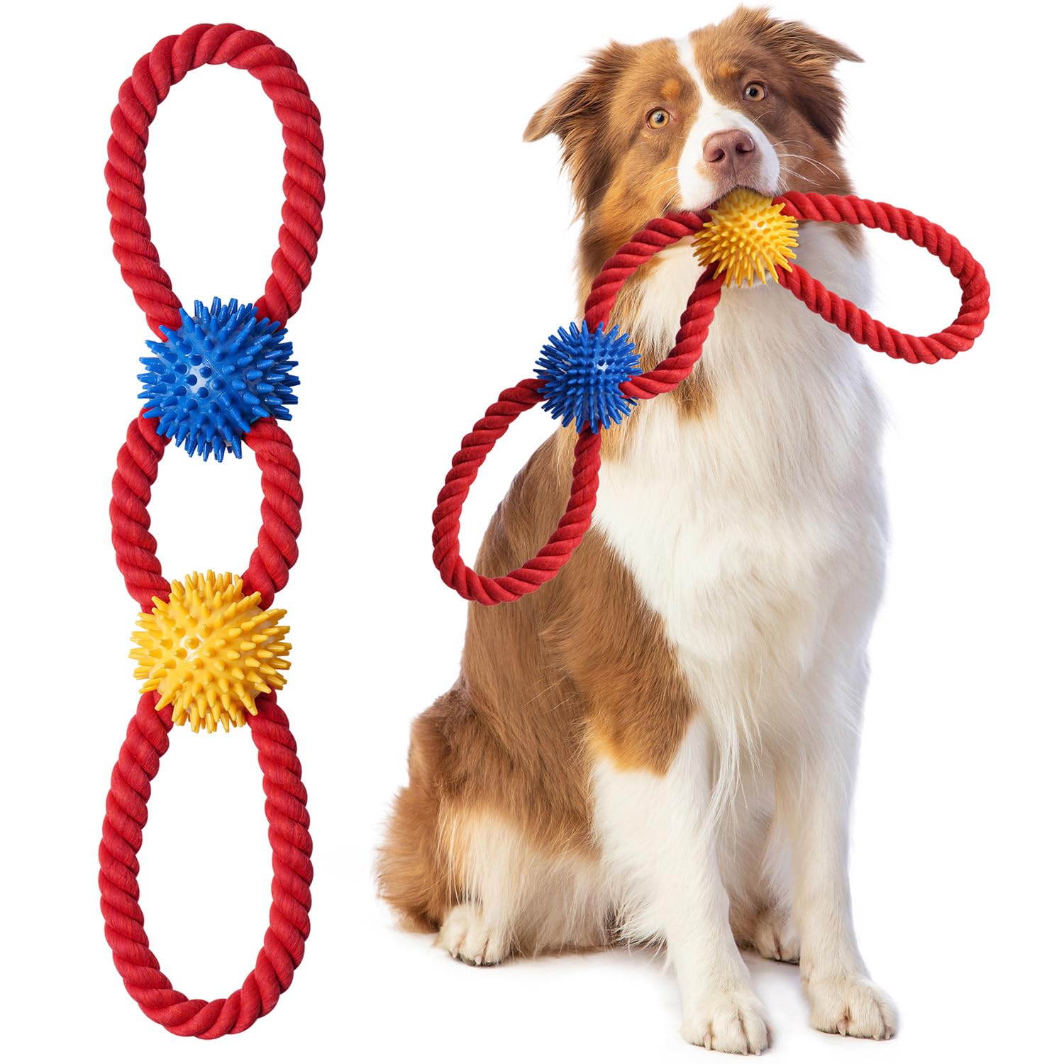 Aitmexcn Dog Rope Toys for Large Medium Breed Chewers – 37 Inch 5 Knots Indestructible Dog Chew Toys, Tough Tug of War Rope for Teeth Cleaning, Interactive Play