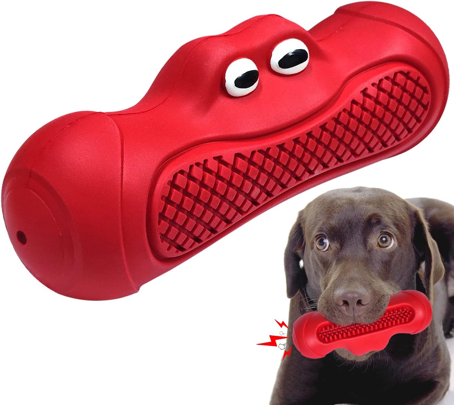 Dog Toys Indestructible Dog Toy Tough Squeaky Dogs Chew Toys, Rubber Toys for Training Teeth Cleaning Playing and Chewing for Medium Breeds