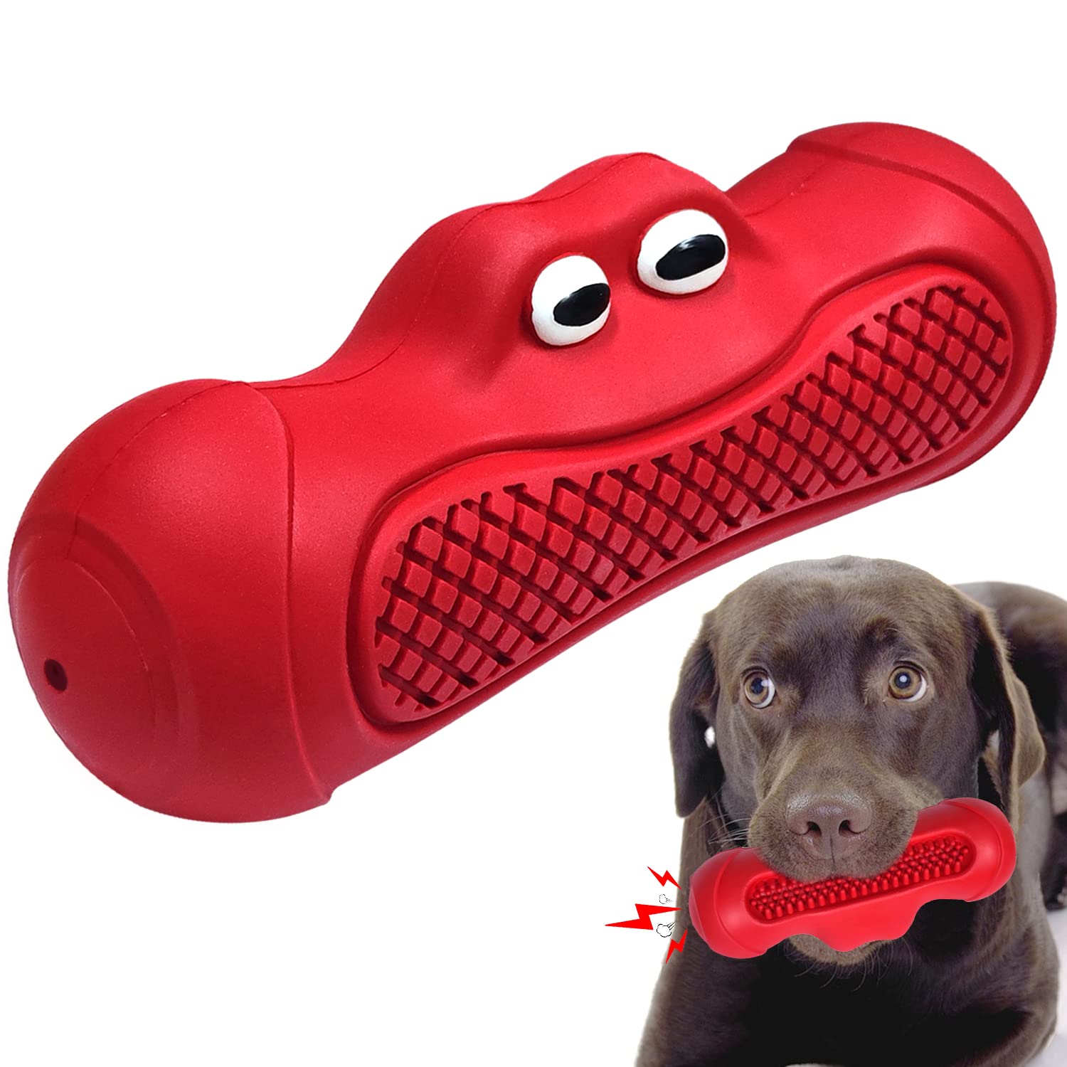 Dog Chew Toys, Indestructible Dog Toys for Aggressive Chewers, Tough Rubber Bone Teething Toy Birthday Gifts for Small Medium Large Dogs