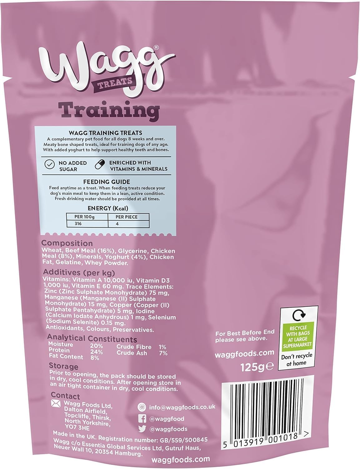 Wagg training beef, and chicken dog treats 125g (pack of 7) - Oven baked (package may vary)