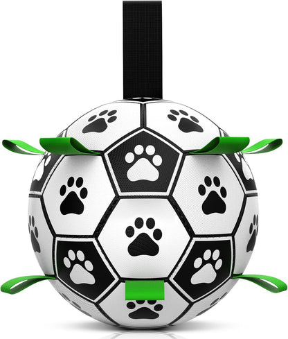 HETOO Dog Balls, Dog Football Toys with Webbing, Interactive Dog Ball Toys for Touring, Durable High Bounce Floating Dog Toy Balls for Dog Birthday Gifts Indoor & Outdoor Medium (6 Inch)