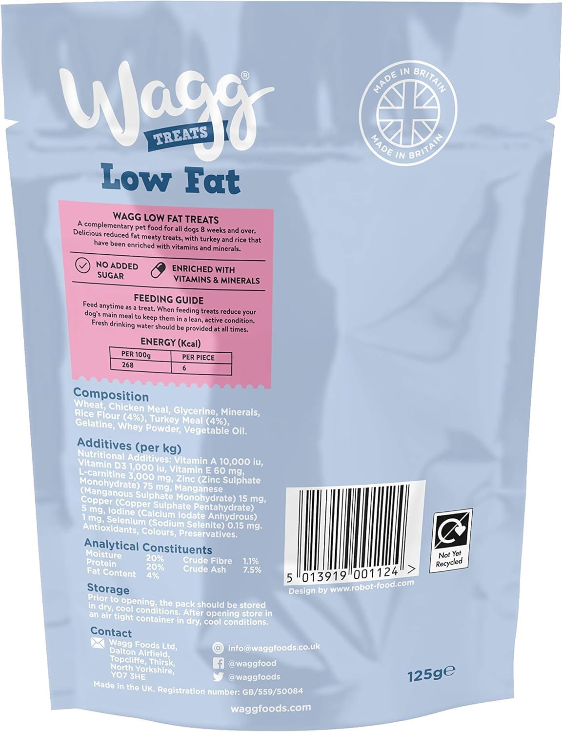 Wagg Low Fat Meaty Bites Turkey & Rice Dog Treats 125g (Pack of 7) - Oven Baked