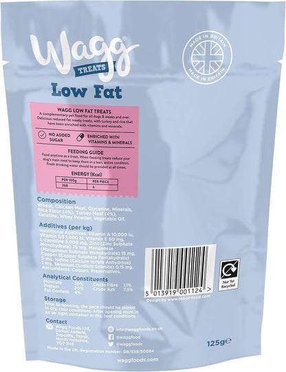 Wagg Low Fat Meaty Bites Turkey & Rice Dog Treats 125g (Pack of 7) - Oven Baked