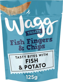 Wagg Fish Finger & Chips Tasty Bites Fish & Potato Dog Treats 125g (Pack of 7) - Oven Baked