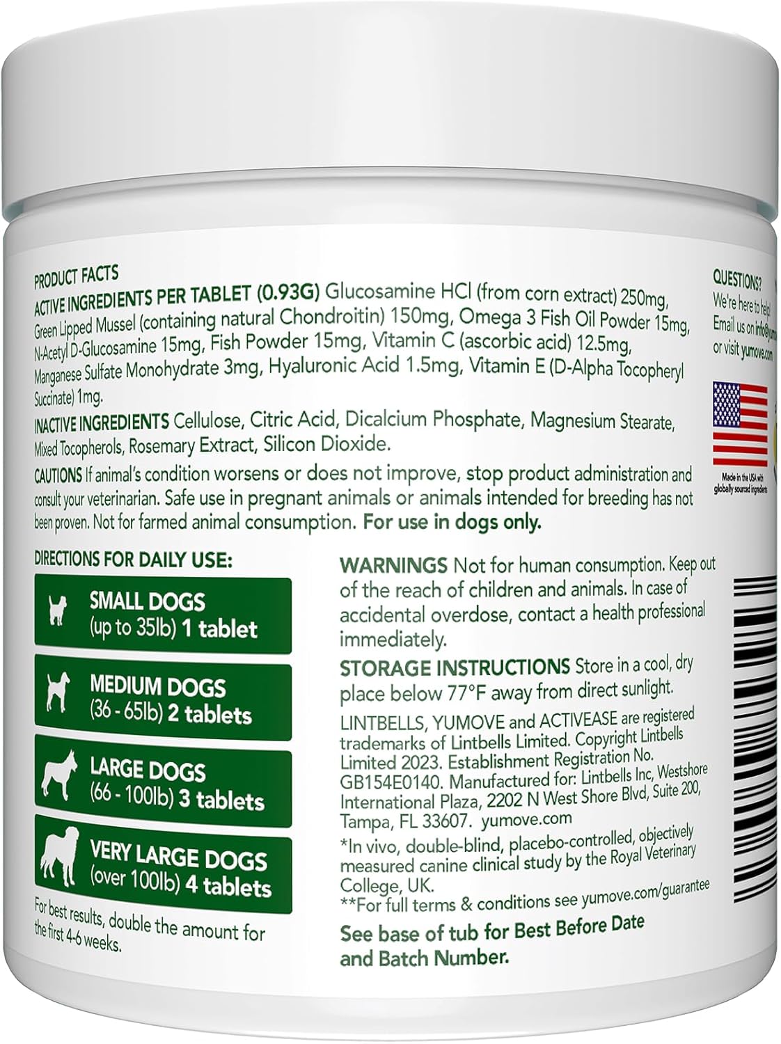 YuMOVE Senior Dog Joint Supplement, Essential Hip & Joint Support for Older Dogs with Glucosamine, Chondroitin, Green Lipped Mussel, Aged 8+, 120 Tablets, Packaging May Vary