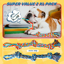 Giant XL Dog Rope Toys for Aggressive Chewers - Set of 2 Heavy Duty Indestructible Dog Rope Toy for Large Breed Puppy- 100% Cotton Strong, Sturdy Rope - Medium and Large Dogs for Chewing, Tug of War