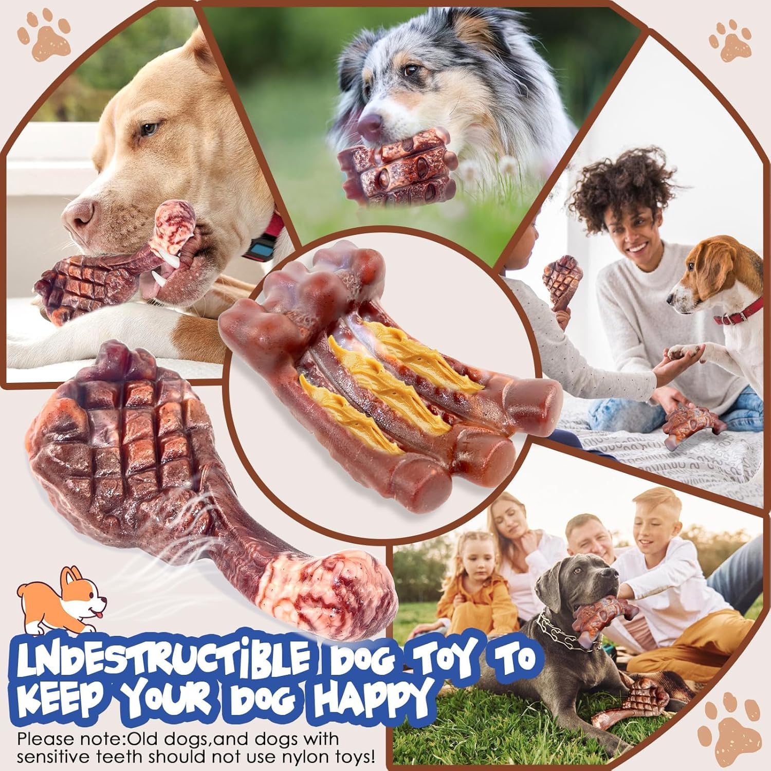 Aleath Dog Chew Toys for Aggressive Chewers, 2 Pack Indestructible Dog Toy for Large Medium Breed Tough Durable Toys for Boredom