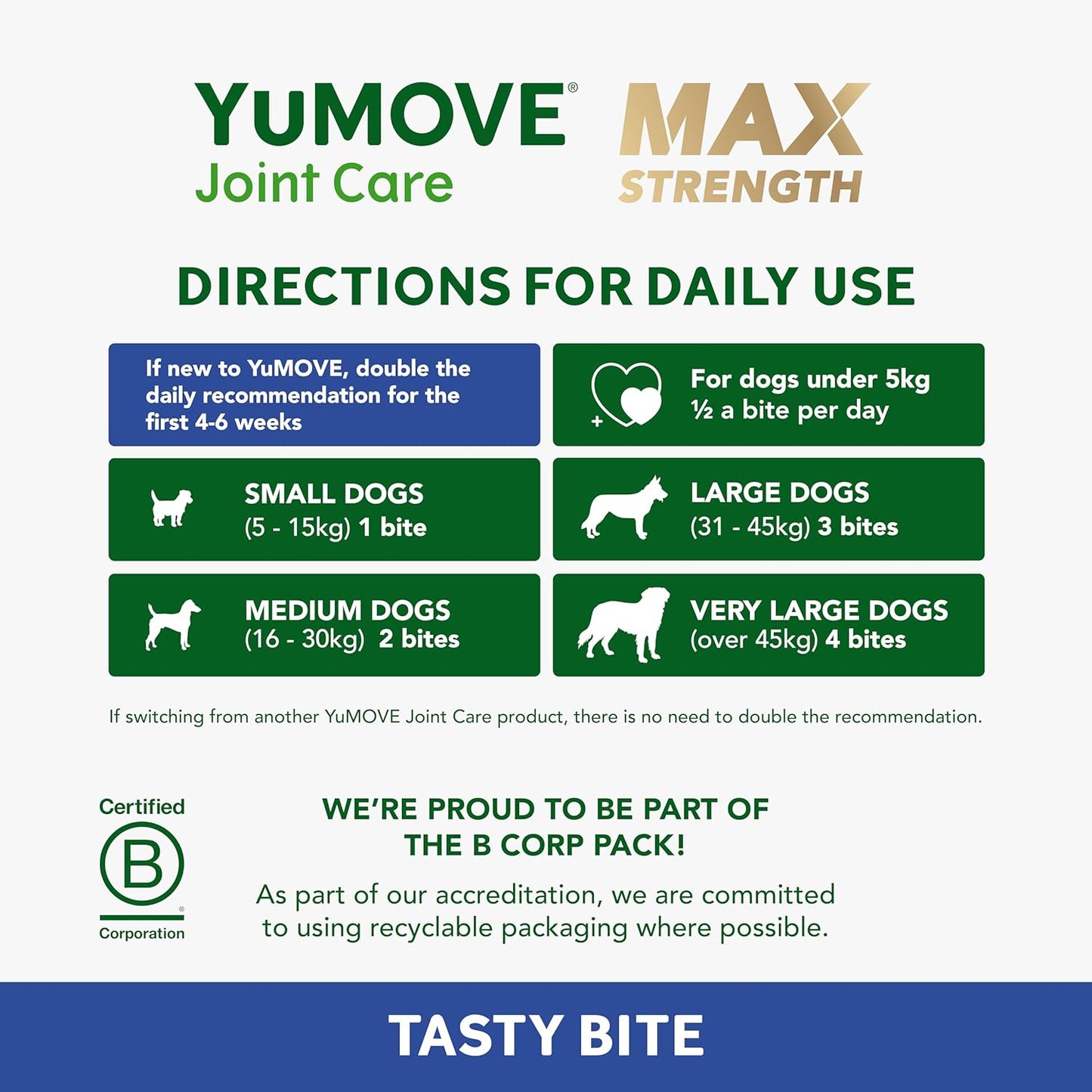YuMOVE Max Strength Joint Supplement, Hip & Joint Aid with Glucosamine, Chondroitin, Green Lipped Mussel, Aged 8+, 60 Chews | Unflavoured