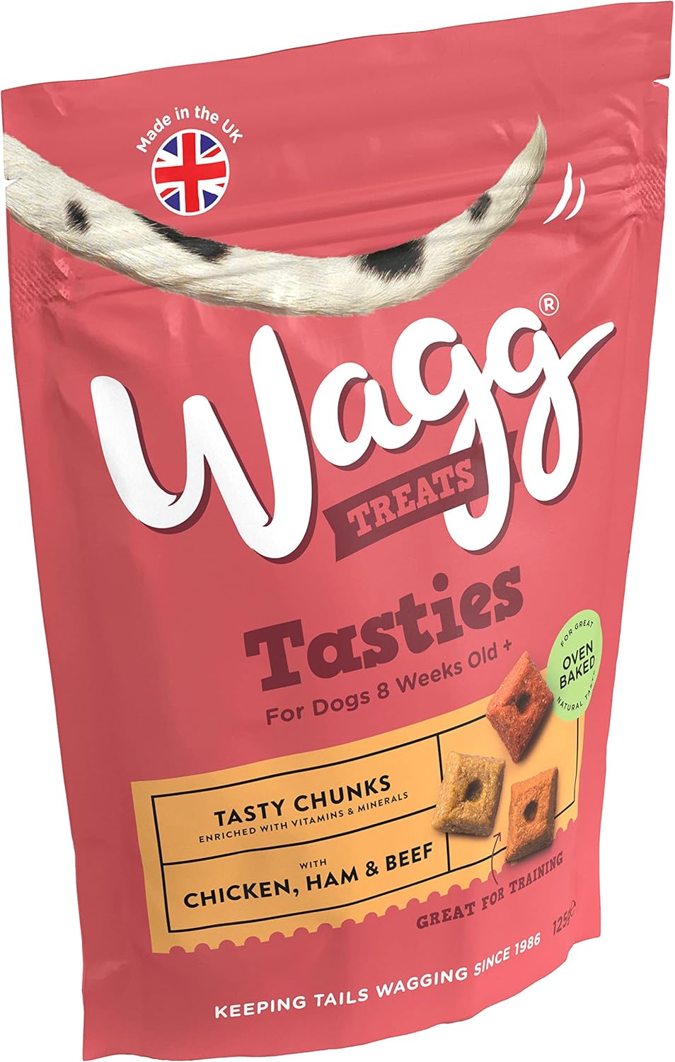 Wagg Tasties Tasty Chunks Chicken, Ham & Beef Dog Treats 125g (Pack of 7) - Oven Baked