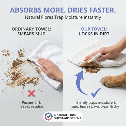 Eco Dog Towels for Drying Dogs (20 Pack) - Natural Fibre, Super-Absorbent Dog Drying Towels - Plastic-Free & Skin-Kind - Dog Cleaning Wipes Ideal for Muddy Walks, Wet Dogs & Bath Time