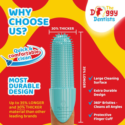 Dog & Cat Finger Toothbrush Pack (2) – 360° Silicone Pet Toothbrush with Protective Case – Perfect for Puppies, Tartar Removal, Bad Breath & Daily Pet Teeth Cleaning
