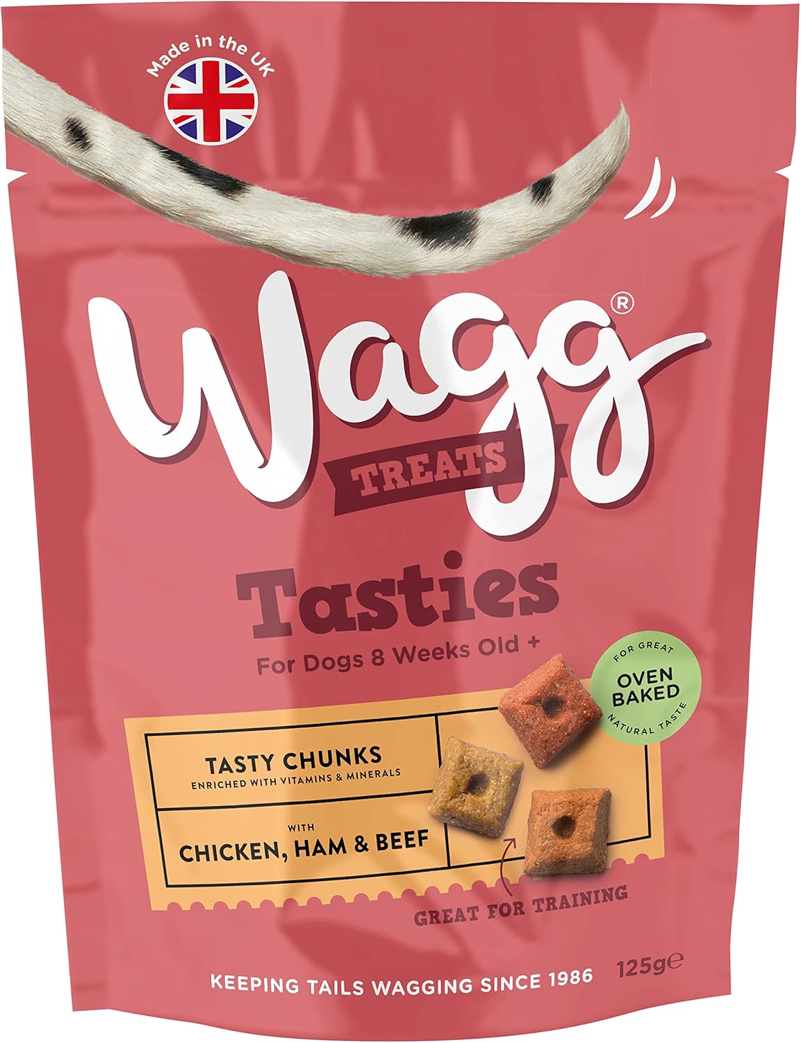 Wagg Tasties Tasty Chunks Chicken, Ham & Beef Dog Treats 125g (Pack of 7) - Oven Baked
