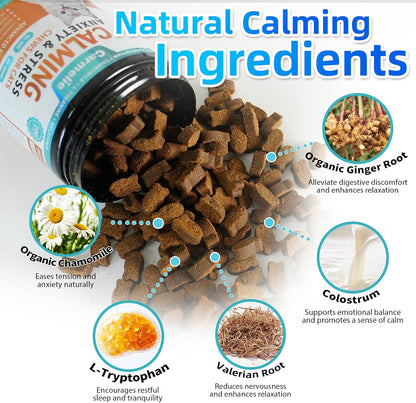 Carmelie Calming Treats for Cat- 200 Count Calming Cat Treats - Natural Cat Calming Support for Anxiety, Stress Relief - Chamomile, Valerian Root, L-Tryptophan - Chicken Flavor