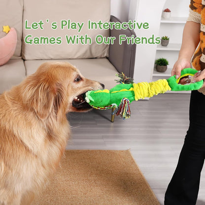 YINEYA Squeaky Dog Toys for Small, Puppy, Medium and Large，Interactive Dogs Toy For Boredom, Plush Soft Dogs Toy with Crinkle Paper, Fun Dinosaur Tough Dog Tug Toys