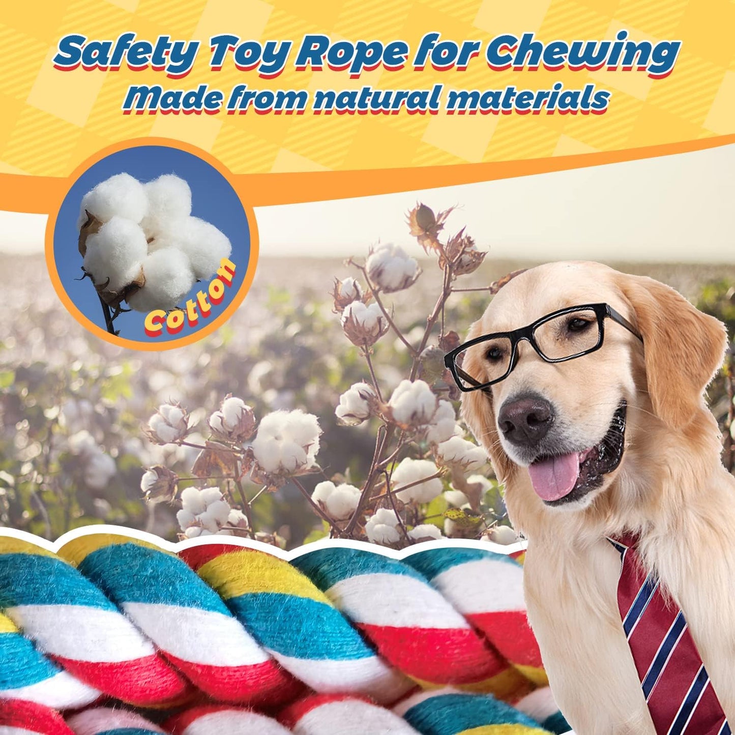 Giant XL Dog Rope Toys for Aggressive Chewers - Set of 2 Heavy Duty Indestructible Dog Rope Toy for Large Breed Puppy- 100% Cotton Strong, Sturdy Rope - Medium and Large Dogs for Chewing, Tug of War