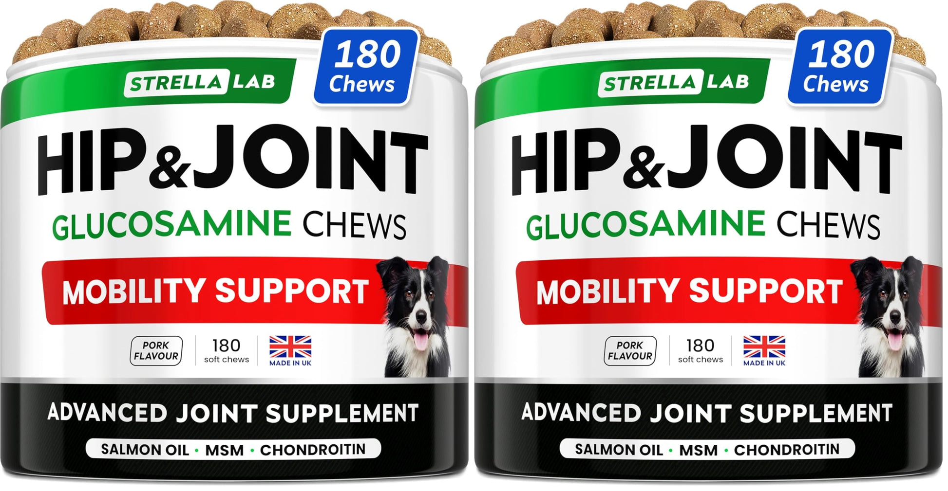 STRELLALAB – Treats Over Tablets! Advanced Dog Joint Supplement Chews – Hip & Joint Health Care with Glucosamine & Chondroitin – Made in UK – Senior & Adult - 120 Count