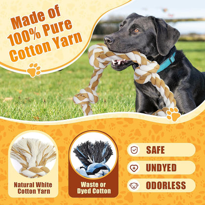 Large Dog Rope Toys For Aggressive Chewers, Size 105 cm, 6 Knot Tough Rope Chew Toys For Large Dogs, Indestructible 100% Non-Dye Cotton Rope For Large Breed Dog, Dogs Teething Chew Tug Toy