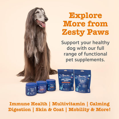 Zesty Paws Senior Aller-Immune Chews for Older Dogs | Supports Immune Function, Gut, Skin & Coat Health, For Itchy, Dry Skin | With Salmon, Probiotics, Postbiotics, Vitamin A | Daily Use | 90 Chews
