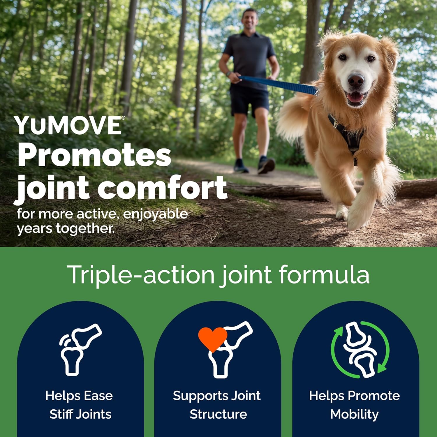 YuMOVE Senior Dog Joint Supplement, Essential Hip & Joint Support for Older Dogs with Glucosamine, Chondroitin, Green Lipped Mussel, Aged 8+, 120 Tablets, Packaging May Vary