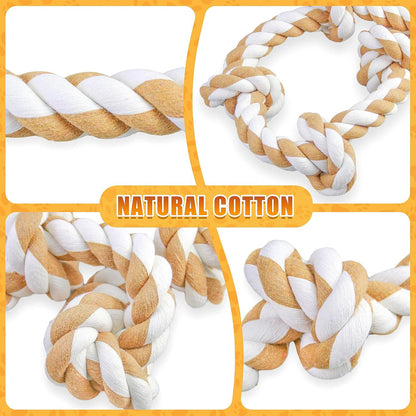 Large Dog Rope Toys For Aggressive Chewers, Size 105 cm, 6 Knot Tough Rope Chew Toys For Large Dogs, Indestructible 100% Non-Dye Cotton Rope For Large Breed Dog, Dogs Teething Chew Tug Toy