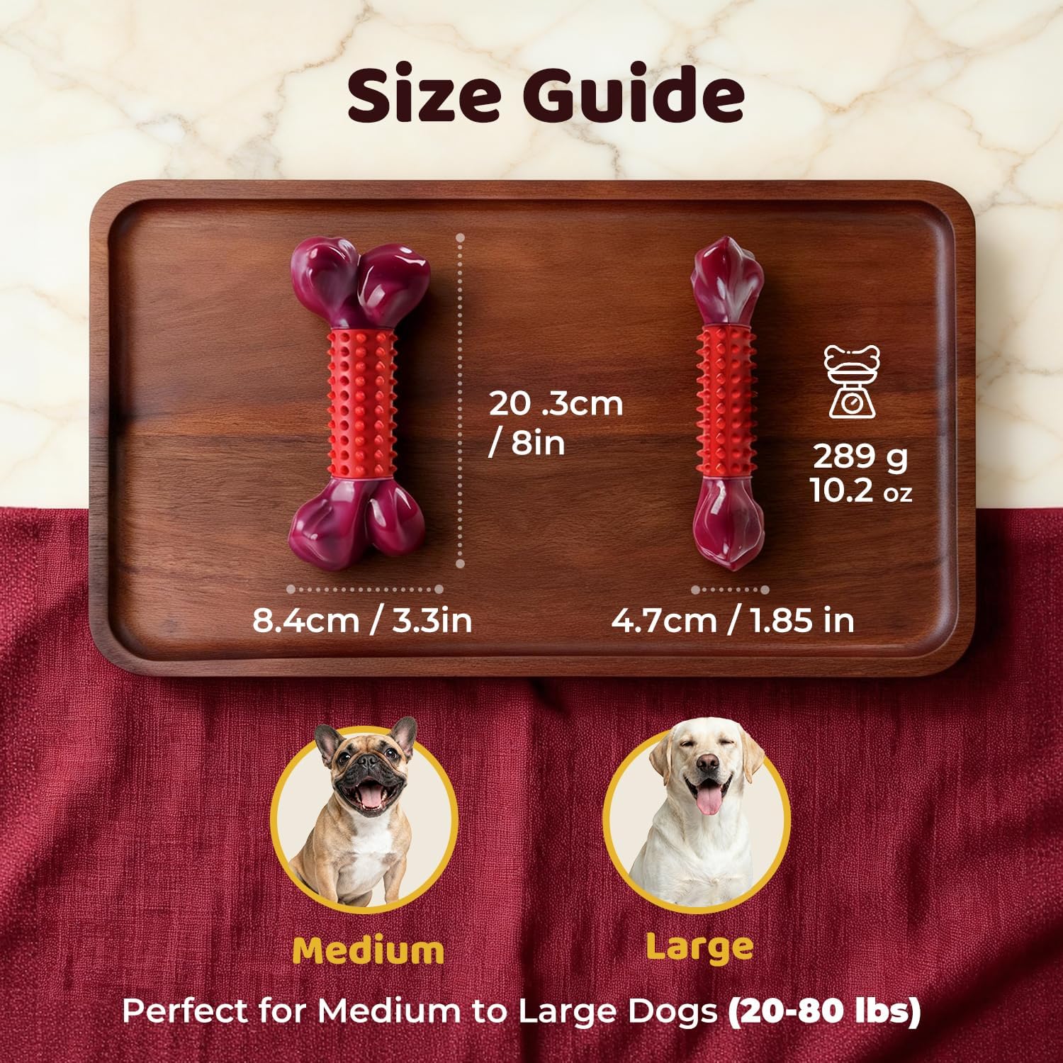 Tough Dog Toys for Medium Large Dogs: Almost Indestructible Dog Toys for Aggressive Chewers, Dog Chew Toys for Teething, Strong Dog Toys for Boredom Hard Nylon & Natural Rubber, Beef Flavour