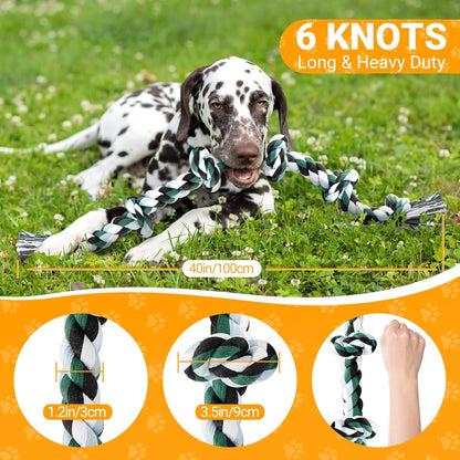 Ycozy XXL 6-Knot Dog Rope Toy for Large Dogs Aggressive Chewers 40in Heavy Duty Dog Teething Chew Toy Puppy Almost Durable Cotton
