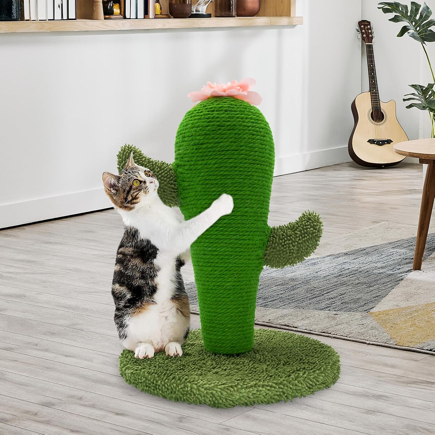 AUSCAT Cat Scratching Post, Cute Cactus Scratching Post, Nature Sisal Cat Scratcher for Indoor Cats and Kittens