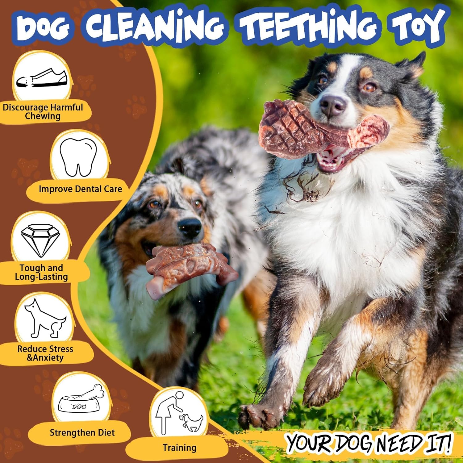 Aleath Dog Chew Toys for Aggressive Chewers, 2 Pack Indestructible Dog Toy for Large Medium Breed Tough Durable Toys for Boredom