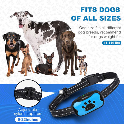 MASBRILL Anti Bark Collars for Dogs, Rechargeable Bark Collar for Small Medium Large Dogs, Dog Barking Collar with Vibrating Beep Training, Stop Dog Barking Deterrent Device 7 Sensitivity Levels(Blue)