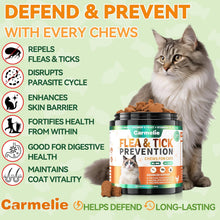 Carmelie Flea and Tick Chews for Cats - 200 Chewables Natural Cats Fleas and Ticks Prevention – Cat Flea Tick Support, Cat Flea Soft Treats for All Breeds & Ages-Chicken Flavor
