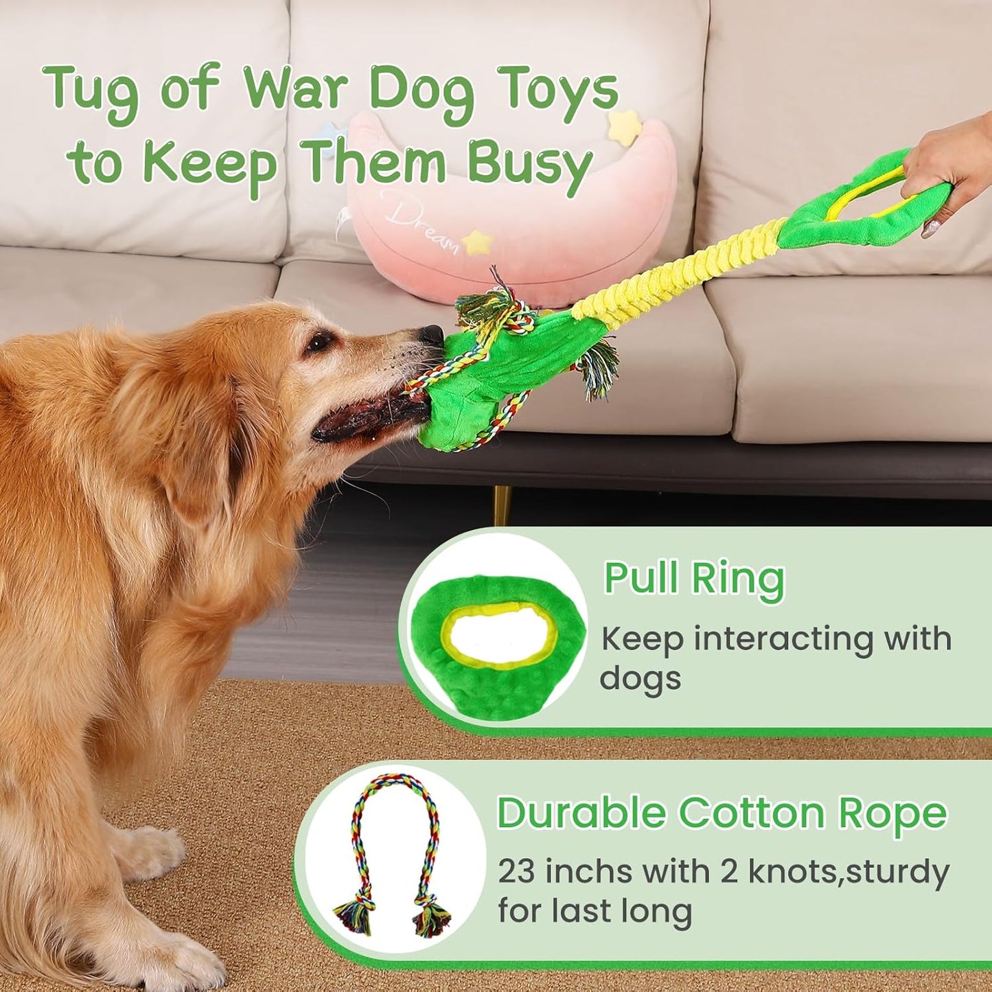 YINEYA Squeaky Dog Toys for Small, Puppy, Medium and Large，Interactive Dogs Toy For Boredom, Plush Soft Dogs Toy with Crinkle Paper, Fun Dinosaur Tough Dog Tug Toys