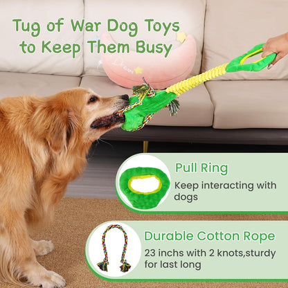 YINEYA Squeaky Dog Toys for Small, Puppy, Medium and Large，Interactive Dogs Toy For Boredom, Plush Soft Dogs Toy with Crinkle Paper, Fun Dinosaur Tough Dog Tug Toys