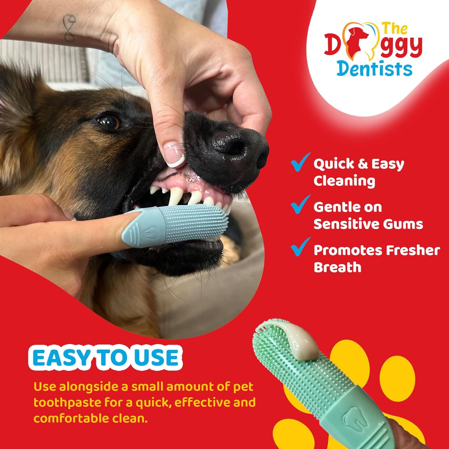 Dog & Cat Finger Toothbrush Pack (2) – 360° Silicone Pet Toothbrush with Protective Case – Perfect for Puppies, Tartar Removal, Bad Breath & Daily Pet Teeth Cleaning