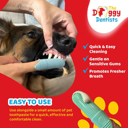 Dog & Cat Finger Toothbrush Pack (2) – 360° Silicone Pet Toothbrush with Protective Case – Perfect for Puppies, Tartar Removal, Bad Breath & Daily Pet Teeth Cleaning