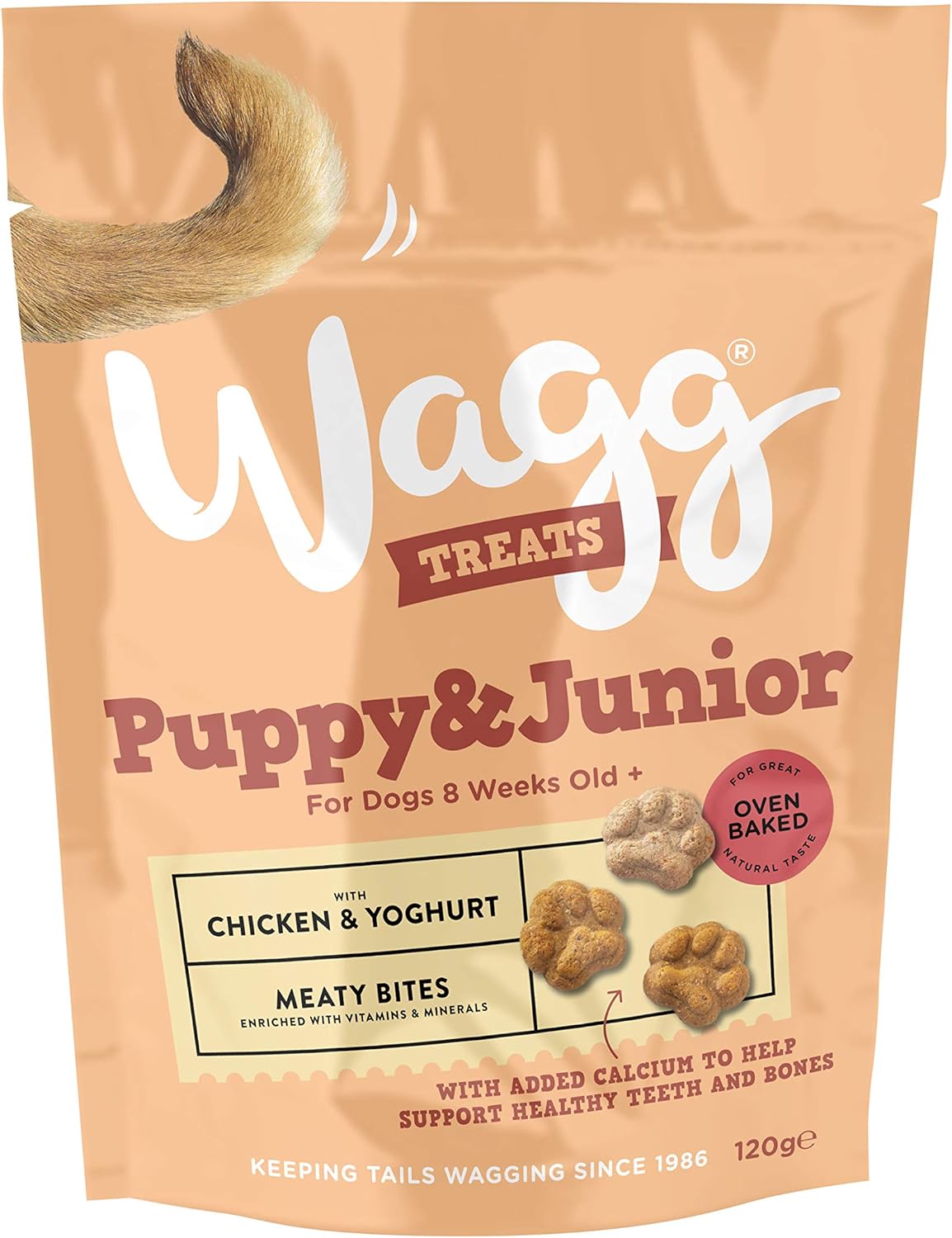 Wagg Puppy & Junior Meaty Bites Chicken & Yoghurt Dog Treats 125g (Pack of 7) - Oven Baked