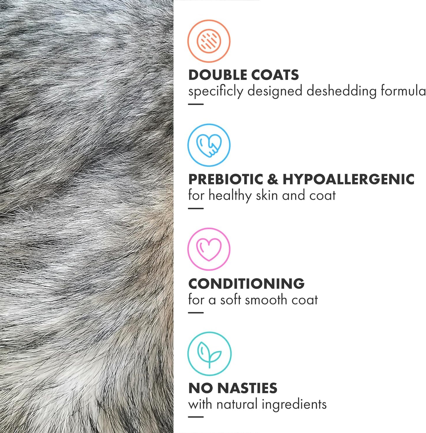Deshedding Dog Shampoo and Conditioner for Double Coats - Reduces Shedding - Gentle, Hypoallergenic & Vegan, Low-Irritation Fragrance Dog Shampoo Sensitive Skin & Itchy Skin - Soft & Shiny Fur - 280ml