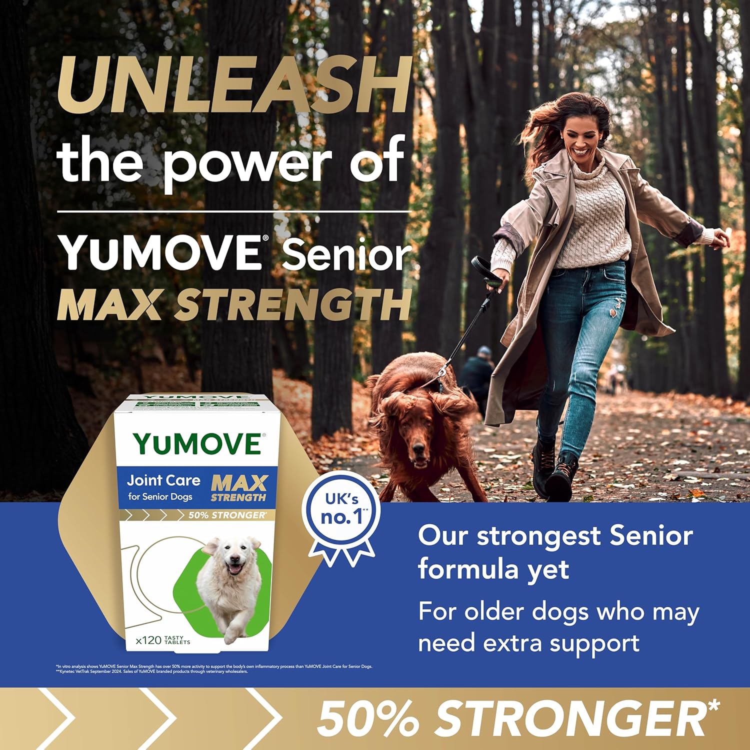 YuMOVE Max Strength Joint Supplement for Senior Dogs, Joint Care with Glucosamine, Chondroitin and Green Lipped Mussel, Age 8+, 120 Tablets