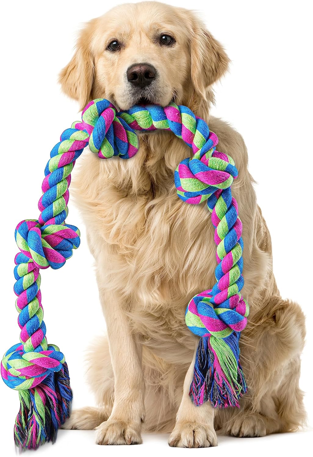 Aitmexcn Dog Rope Toys for Large Medium Breed Chewers – 37 Inch 5 Knots Indestructible Dog Chew Toys, Tough Tug of War Rope for Teeth Cleaning, Interactive Play