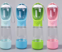 4 in 1 Pet Outdoor Travel Walking 400ml Pet Dog Water Food Plastic Portable Drinking Feeder Cup Bottle with Poop Bag Holder