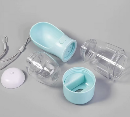 4 in 1 Pet Outdoor Travel Walking 400ml Pet Dog Water Food Plastic Portable Drinking Feeder Cup Bottle with Poop Bag Holder