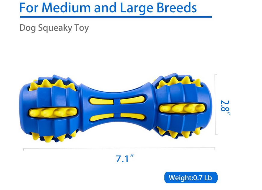 The Pet Monty Dumbbell Chewer – Squeaky Rubber Dog Toy in Ocean Blue and Black