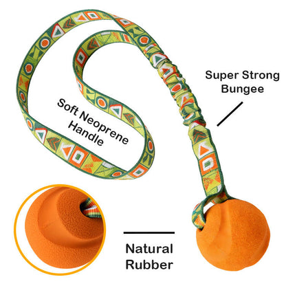 Natural Rubber Ball Interactive Elastic Bungee Tug Dog Toy Chew Pet Toy for Teeth Cleaning Anxiety Relief
