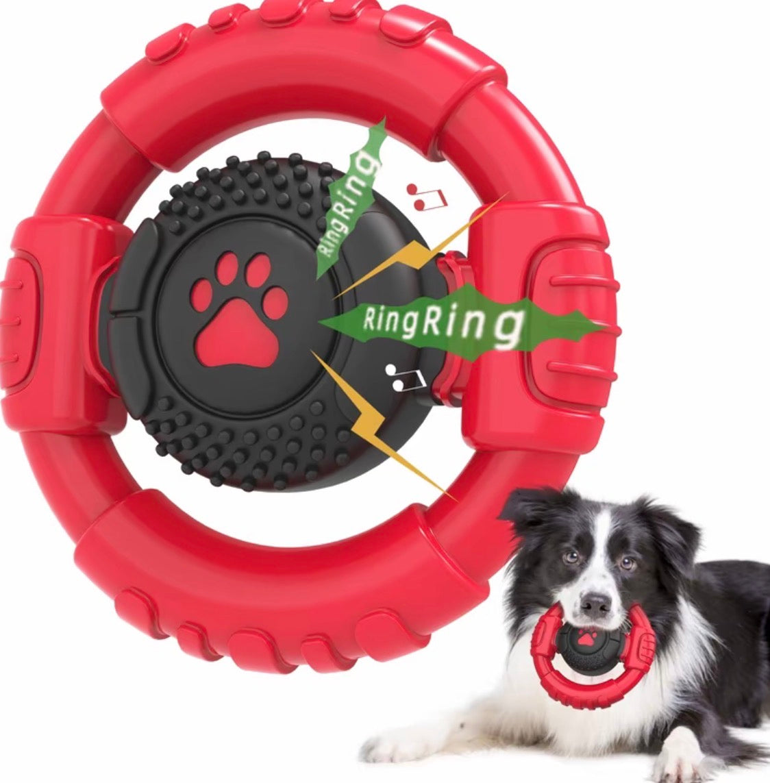 Pet Monty Red Dog Chew Toys for Aggressive Chewers, Durable Nylon & Rubber Dog Toy, Tough Interactive Dog Chew Toy with Squeaker, Long-Lasting Dog Chews to Keep Dogs Busy