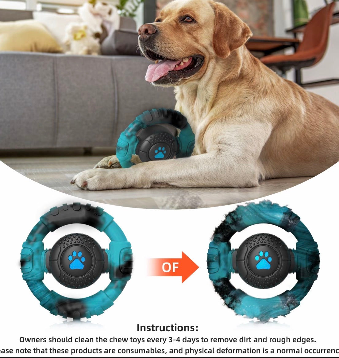 Pet Monty Red Dog Chew Toys for Aggressive Chewers, Durable Nylon & Rubber Dog Toy, Tough Interactive Dog Chew Toy with Squeaker, Long-Lasting Dog Chews to Keep Dogs Busy