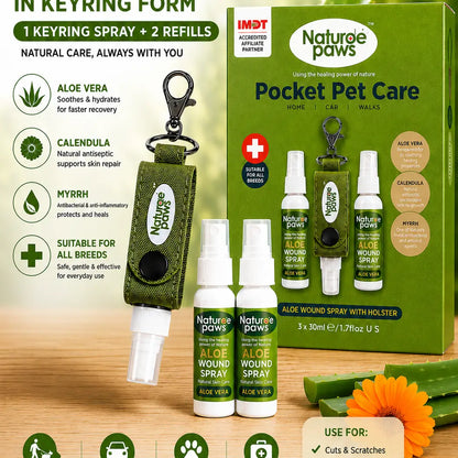 Nature Paws Pocket Pet Care – Aloe Wound Spray with Keyring