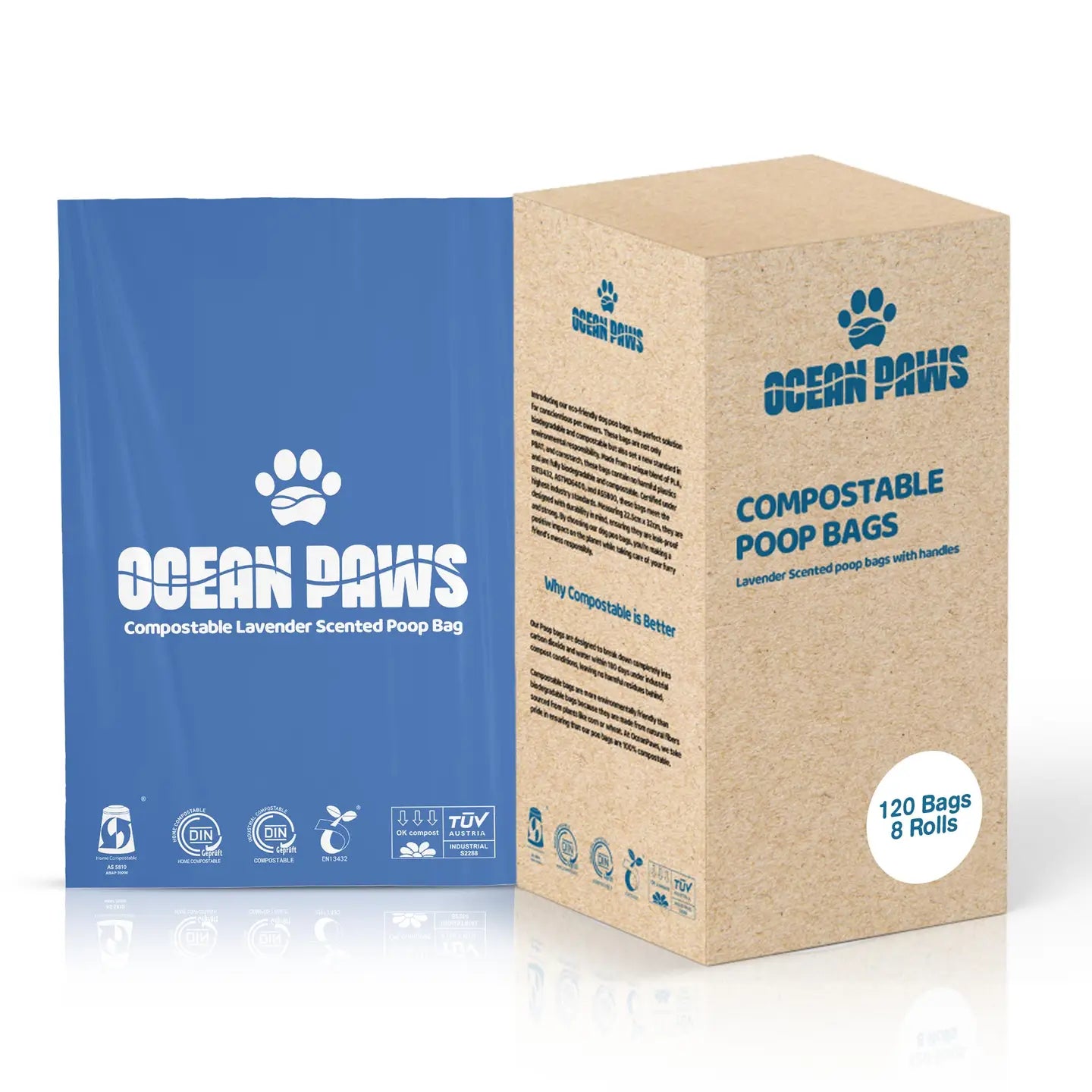 Compostable Dog Poo Bags 8 Rolls (120 Bags)
