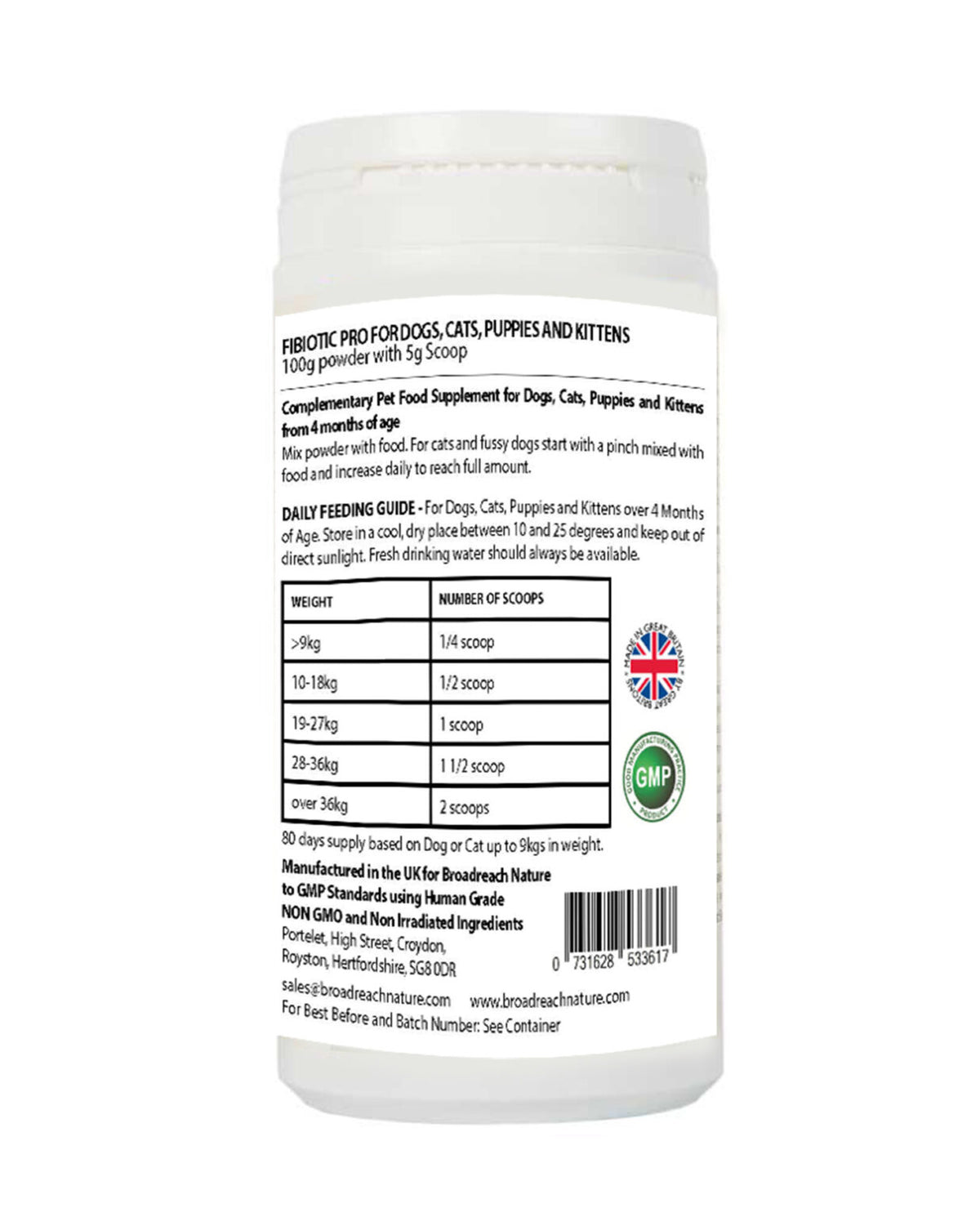 Fibiotic Pro for Dogs, Cats, Puppies, Kittens and other small animals – 100 and 200g powder with 5g scoop