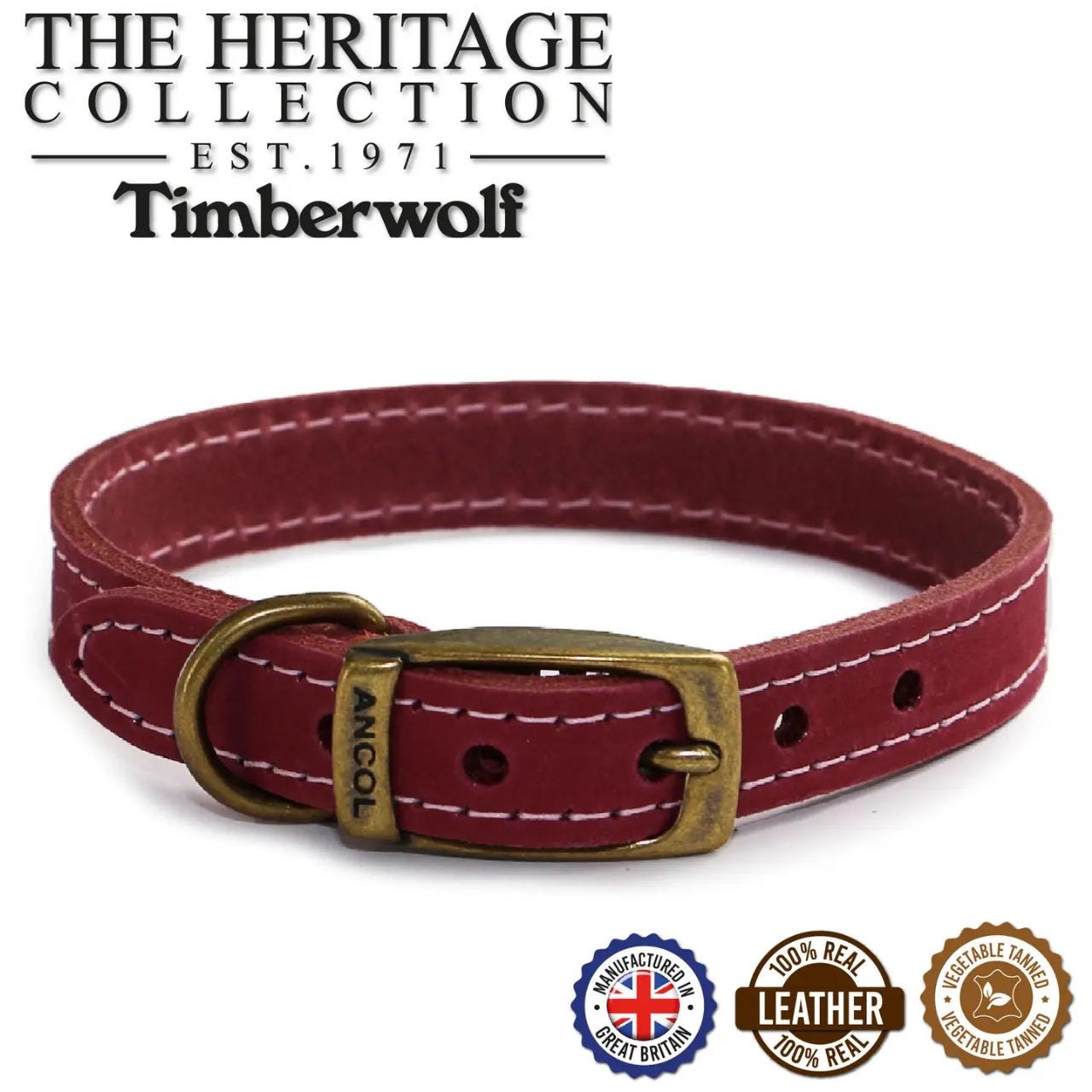 Timberwolf Leather Collar Raspberry
